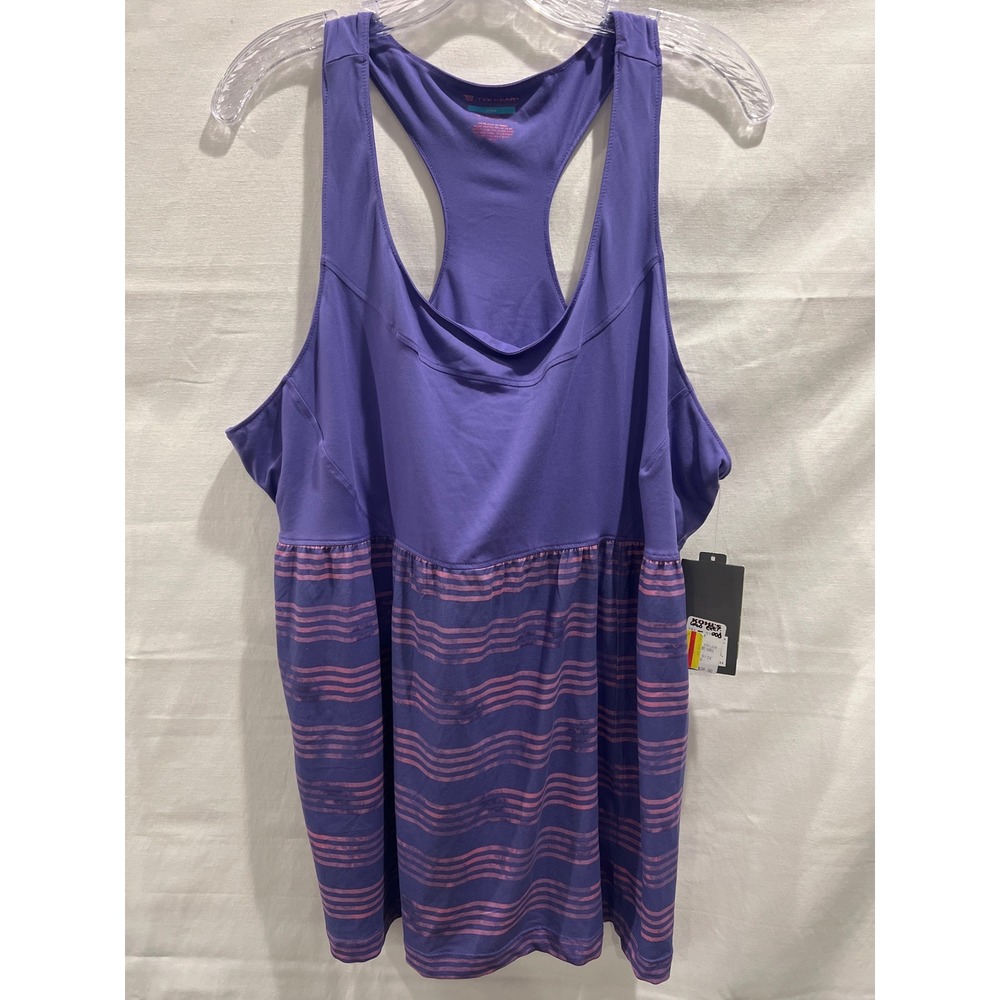 Tek Gear Yoga Womens 1X Purple Striped Racerback Tank Top New With Tags